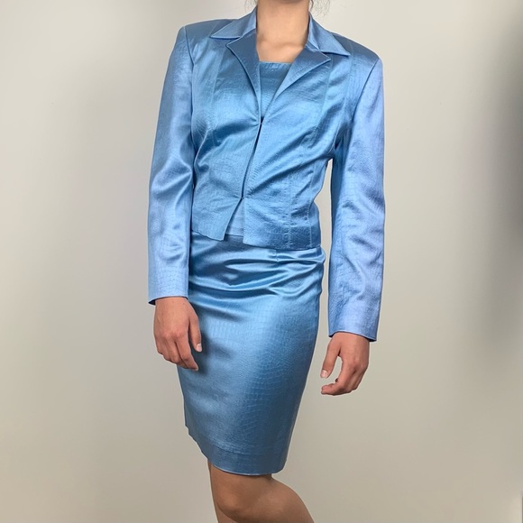 Vintage Alberto Makali Blue Reptilian 3-Piece Suit Set - Picture 1 of 16